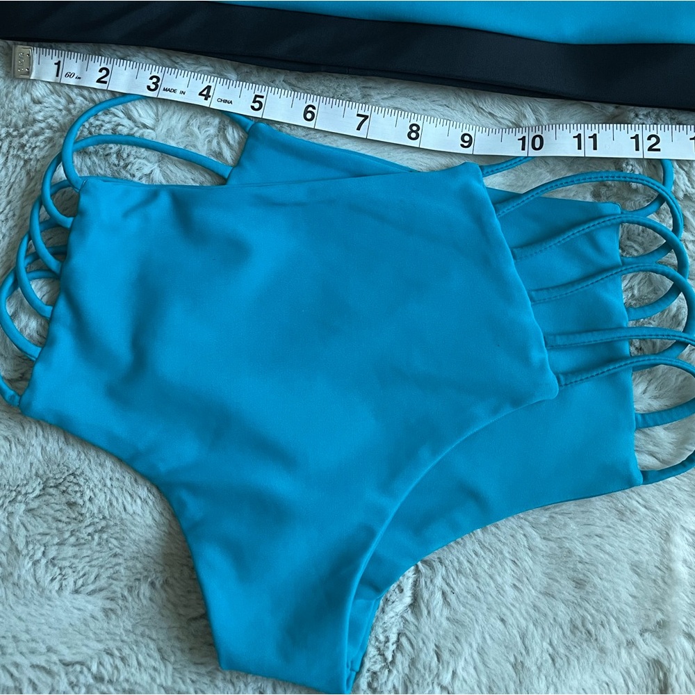 Cielo Teal Bikini Bottom with Multi-Strap Detail - NWOT